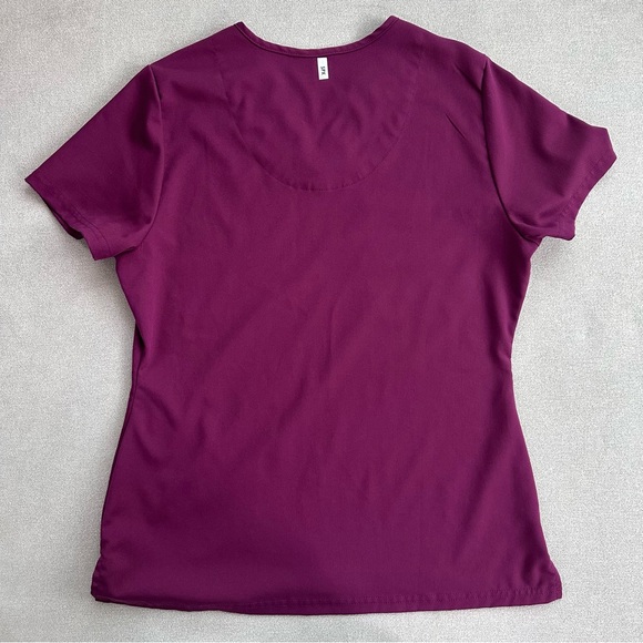 Grey's Anatomy Women's Active V Neck Scrub Top. Small. Maroon - Picture 2 of 5